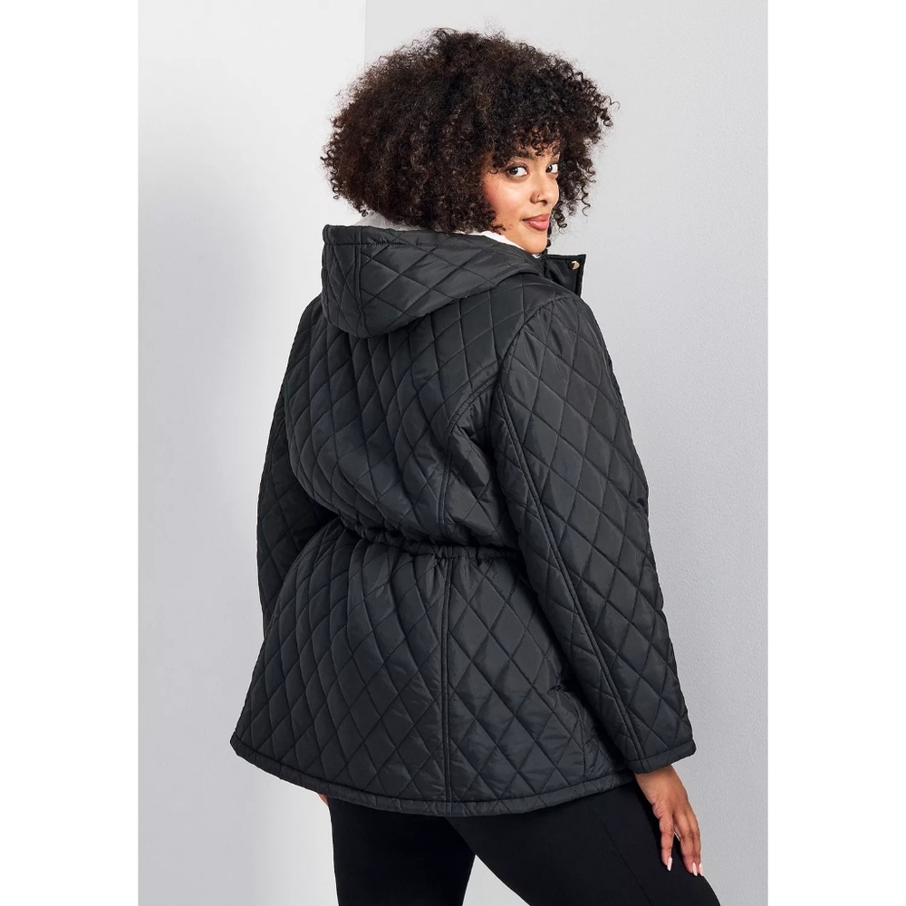 Women's Black Hooded Puffer Jacket Avenue